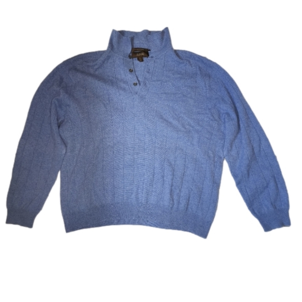 EUC Tasso Elba Men's Blue Cashmere Sweater - Size XL - Picture 4 of 5